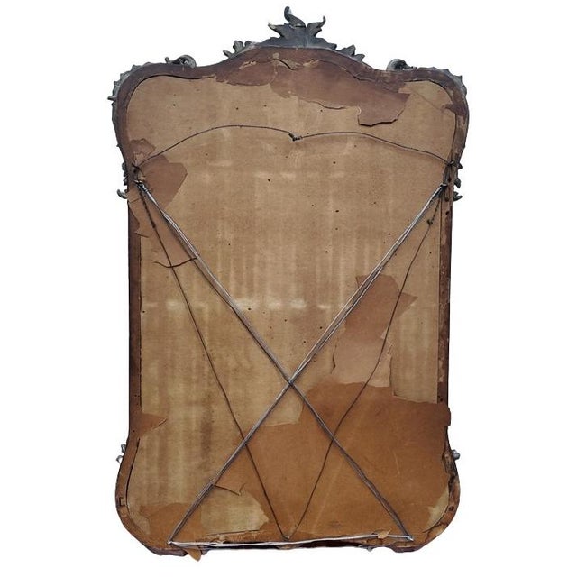 Antique Rococo Revival Mirror With Distressed Red & Silver Finish, Circa 1880 For Sale - Image 9 of 10