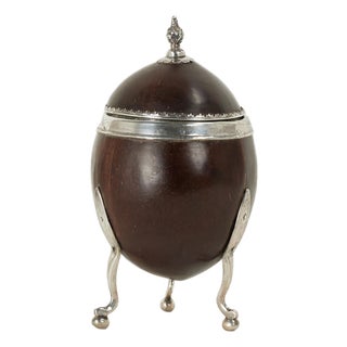 Antique Anglo Indian Coconut Shell Box on Legs For Sale