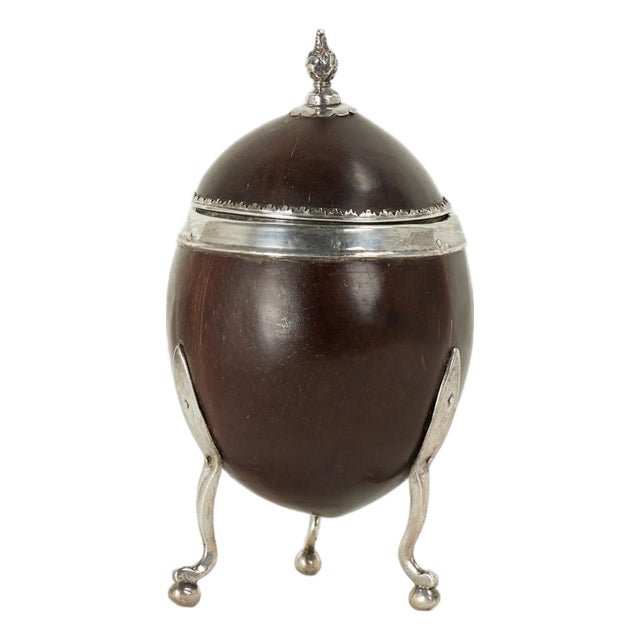 Antique Anglo Indian Coconut Shell Box on Legs For Sale