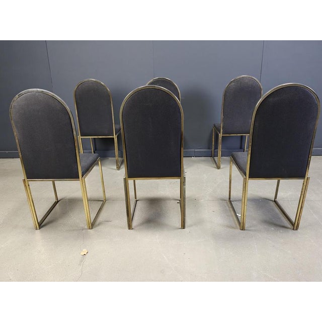 Metal Vintage Brass Dining Chairs attributed to Belgochrom, 1970s, Set of 5 For Sale - Image 7 of 15