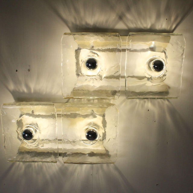 Glass Wall Lighs t by Carlo Nason Kalmar Franken, 1960s, Set of 2 For Sale - Image 11 of 13