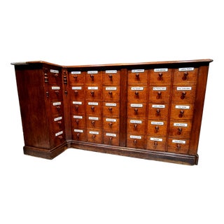 Antique Oak Apothecary Drawer Cabinet, 1890s For Sale