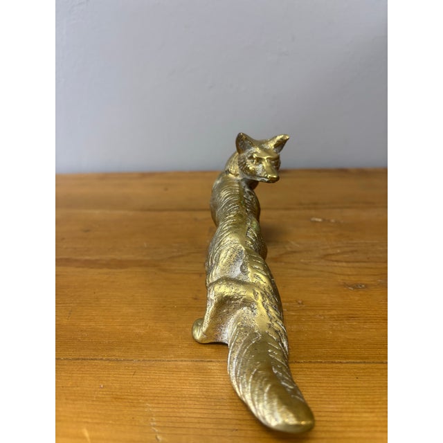 English Vintage English Brass Fox For Sale - Image 3 of 5