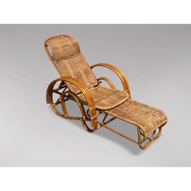 Mid-Century Italian Bamboo & Rattan Chaise Longue Sun Lounger, 1950 For Sale - Image 9 of 12