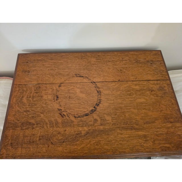 Wood Late 1800's Art Nouveau Red Tiger Oak Library Table For Sale - Image 7 of 7