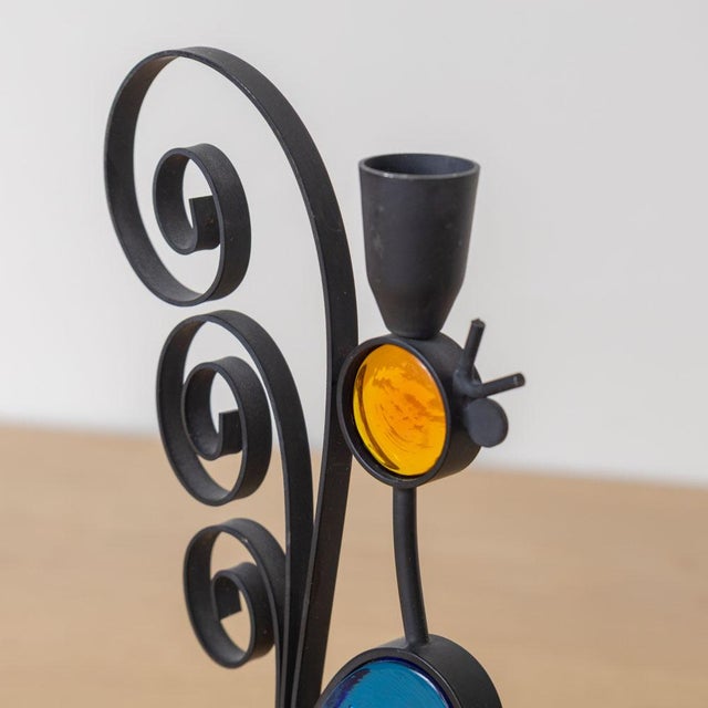 1960s Gunnar Ander Swedish Iron and Glass Candlesticks For Sale - Image 10 of 11