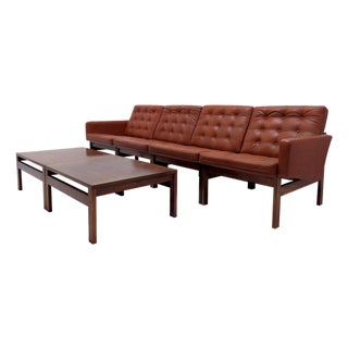 Ole Gjerlov-Knudsen & Torben Lind ‘Moduline’ Leather Seating Set, 1962 For Sale