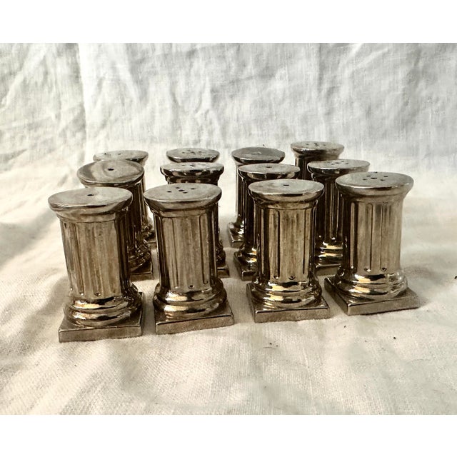 1990s Godinger Silver Plate Architectural Columns Salt & Pepper Shakers-6 Sets For Sale - Image 5 of 5