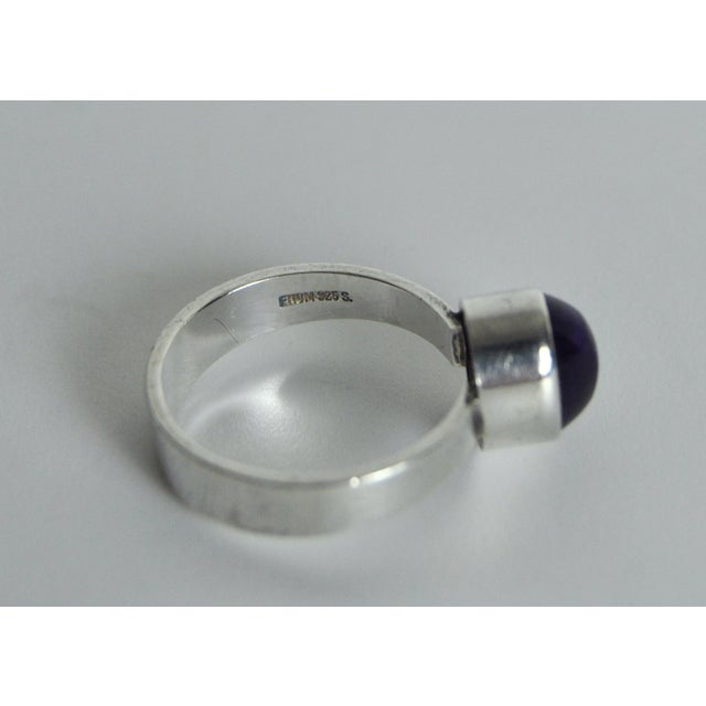 Scandinavian Modern Sterling Silver and Amethyst Ring by N. E., Denmark, 1960s For Sale - Image 6 of 9