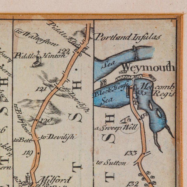Black 1750's Antique Coaching Road Map For Sale - Image 8 of 12