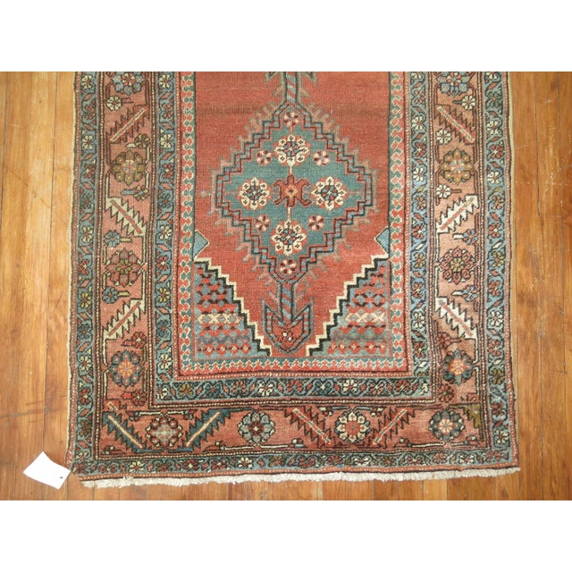 Red Antique Zabihi Collection Tribal Serapi Heriz Runner - 3'5" x 15'4" For Sale - Image 8 of 11
