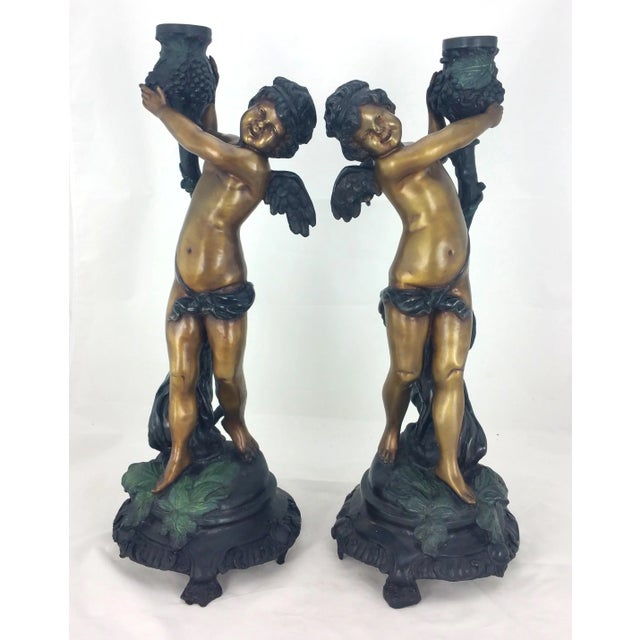 Rococo Cupid With Vines Candle Holders - a Pair For Sale - Image 10 of 11