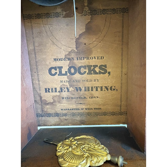 Antique 1800's Riley Whiting Eight Day Mantel Clock With Reverse Painted Glass Door For Sale - Image 14 of 18