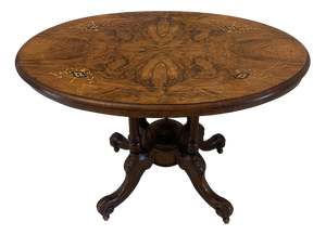 Victorian Inlaid Burr Walnut Oval Centre Table, 1860s