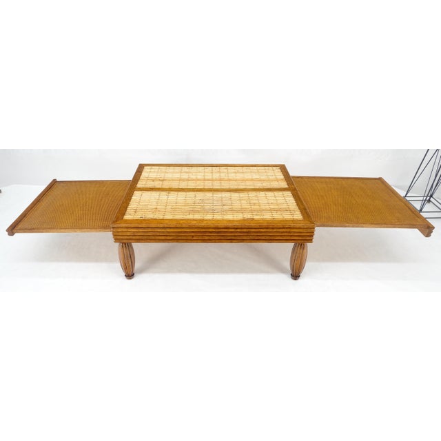 Heavy Solid Angelica Wood Rattan Pull Out Shelves Bowling Pins Shape Legs Mint For Sale - Image 10 of 11