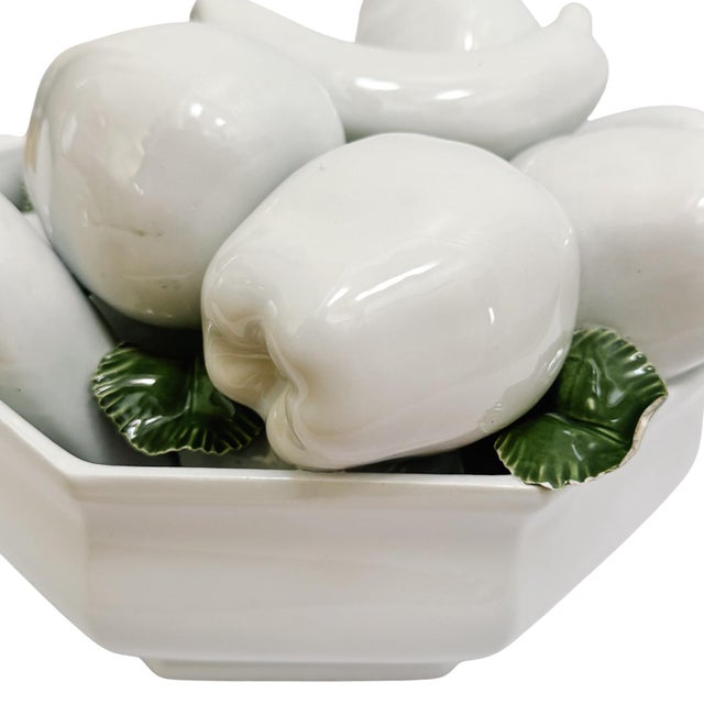 1960s 1960 Italian White Trompe L’Oeil Ceramic Fruit Bowl Topiary Centerpiece For Sale - Image 5 of 8