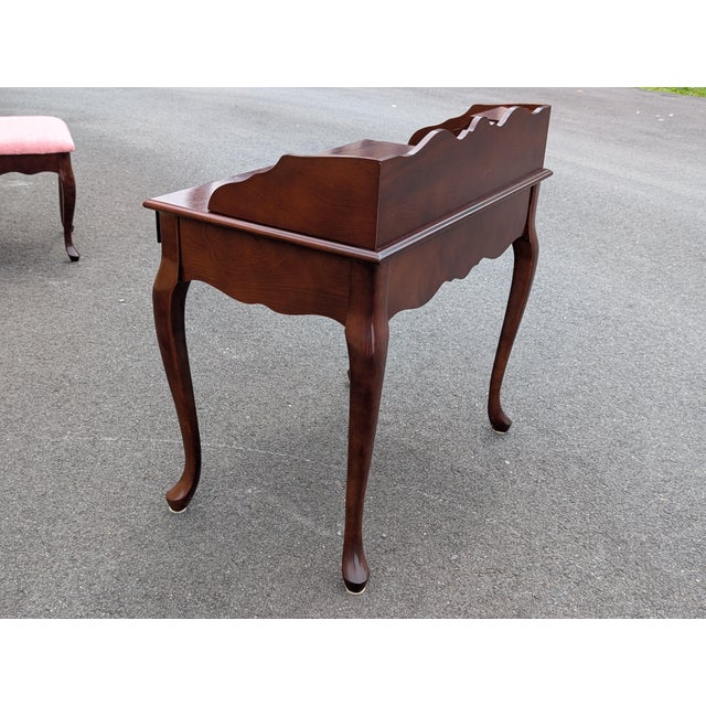 Vintage Mahogany Secretary/Writing Desk With Stool For Sale - Image 9 of 14