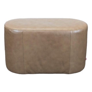 Eq3 Oval Leather Ottoman For Sale
