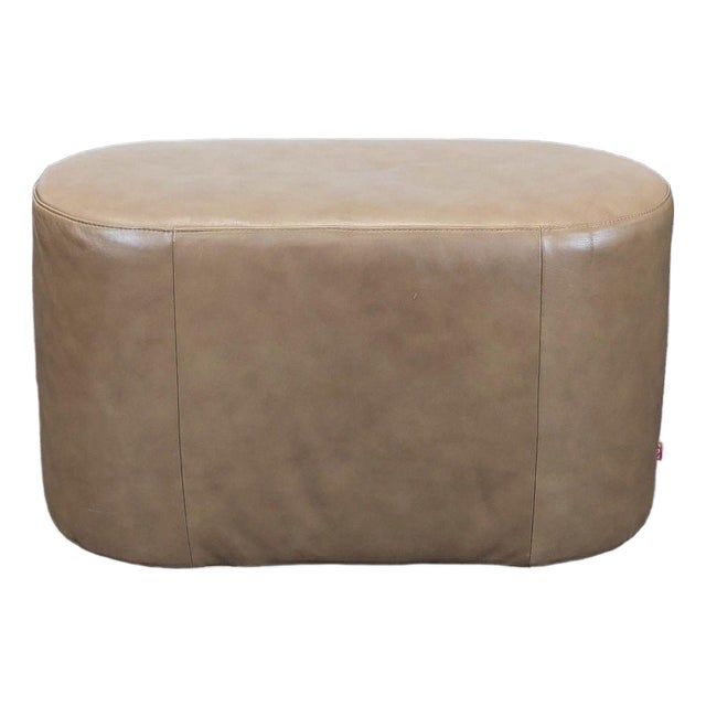Eq3 Oval Leather Ottoman For Sale
