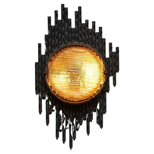 Brutalist Wall Lamp attributed to Marcello Fantoni, Italy, 1960s For Sale