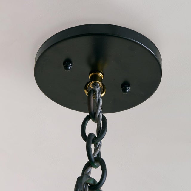 1970s Vintage French Verdigris Wrought Iron Lantern Pendant - 2 Available For Sale - Image 5 of 7