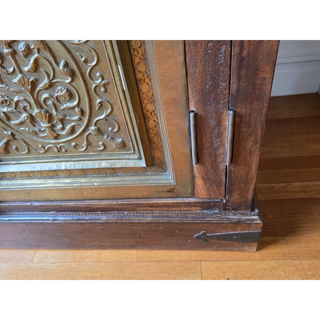 Late 20th Century Rustic Haveli Brass Door Armoire Cabinet For Sale - Image 5 of 14
