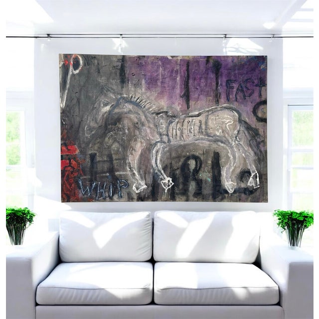 Welcome to the Year of the Fire Horse !! This large and richly toned abstract painting by Virginia artist Roderick Coles...