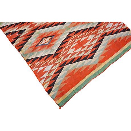 Textile Tribal Geometric Design Small Scatter Size Rustic 19th Century Native American Navajo Germantown Carpet / Flatweave For Sale - Image 7 of 12