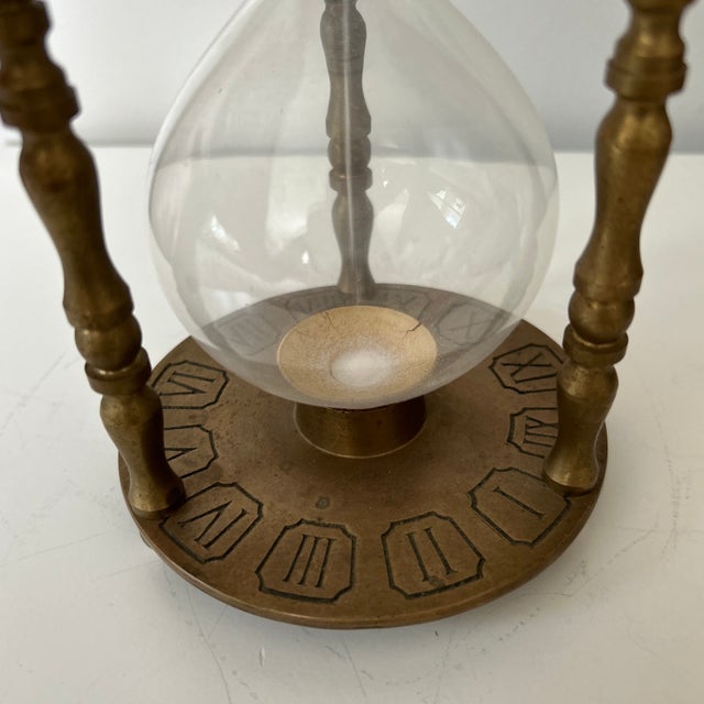Vintage Brass Celestial Cherub Hourglass With White Sand For Sale In New York - Image 6 of 7