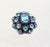 1980s or 1990s rhodium plated central emerald cut faux-aquamarine with small round aquamarine surround with round larger...
