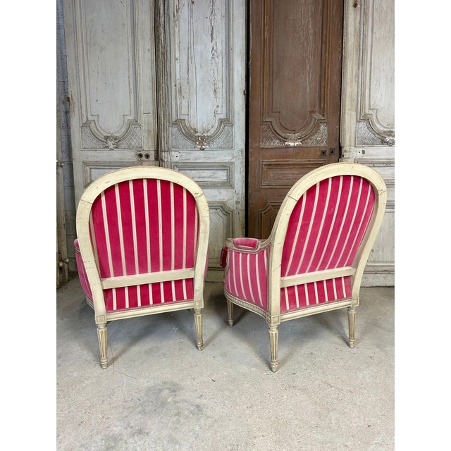 Louis XVI Lacquered Wood Bergère Armchairs, 1920s, Set of 2 For Sale - Image 6 of 14