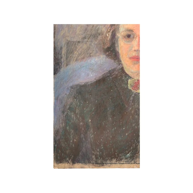 Mid 20th Century Pastel Portrait Drawing "Woman in Black" For Sale - Image 4 of 10