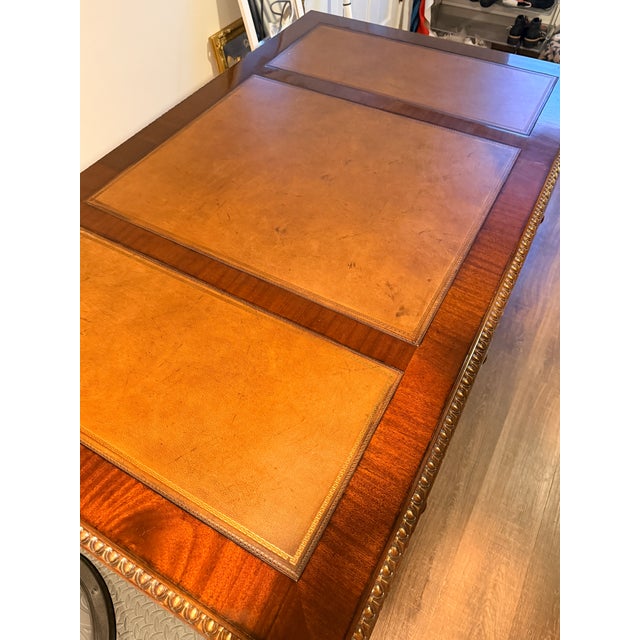 Century Furniture Writing Desk With Tooled Leather Top For Sale - Image 9 of 9