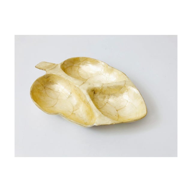 Vintage Divided Capiz Shell Leaf Tray For Sale - Image 9 of 9