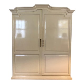 Vintage Hollywood Regency Lacquered Armoire Chifferobe For Sale