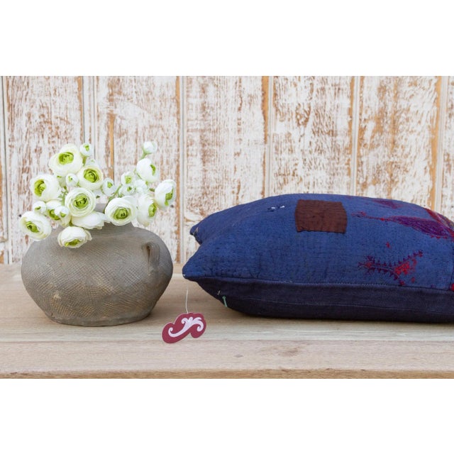 Myia Antique Indigo Grain Sack Pillow For Sale In Los Angeles - Image 6 of 9