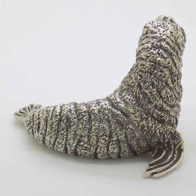 Metal Large Vintage Italian Handmade Silver Walrus Figurine by Mario Cerreti, Tuscany, 1950s For Sale - Image 7 of 15