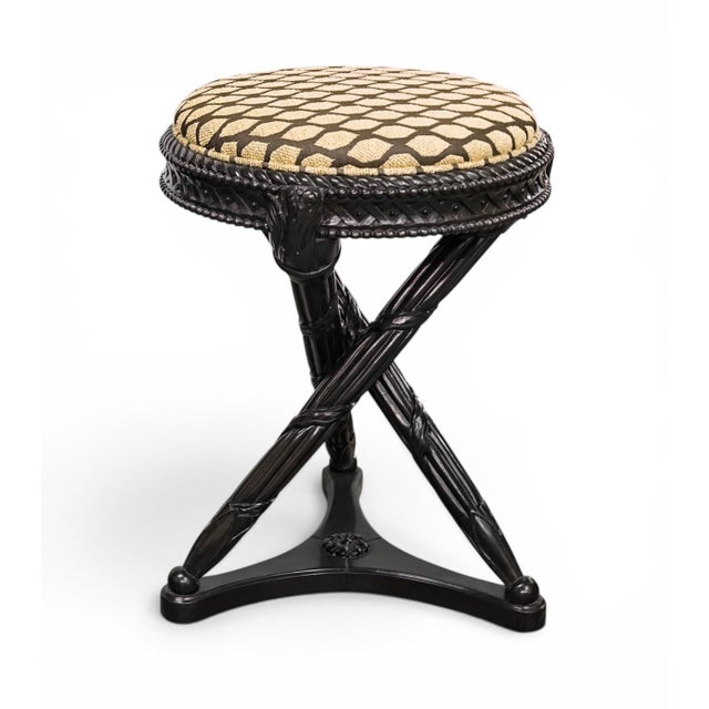 c.2000 Nancy Corzine Carved Hardwood Tripod Base Stool. For Sale - Image 9 of 10