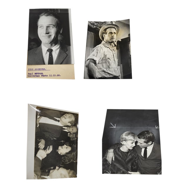 Unknown, Photographs of Paul Newman, Sofia Loren, and Joanne Woodward, 1950s, Photographic Paper, Set of 4 For Sale