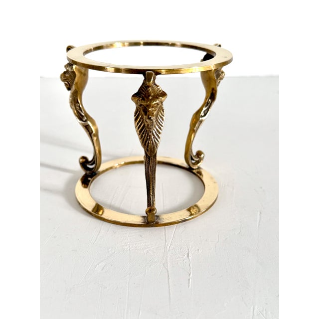 Vintage Brass Lion Orb Stand For Sale In Houston - Image 6 of 11