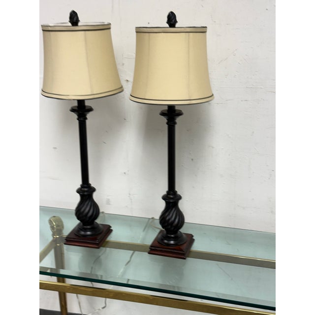 Late 20th Century Neoclassical Laurel Column Table Lamps, Pair For Sale - Image 11 of 12