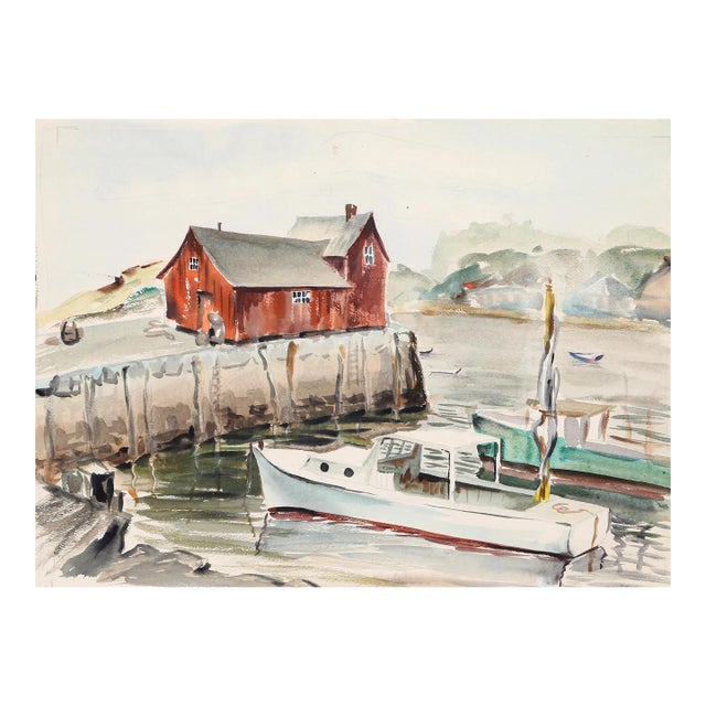 1940s "Rockport P5.52" Watercolor Painting by Eve Nethercott For Sale