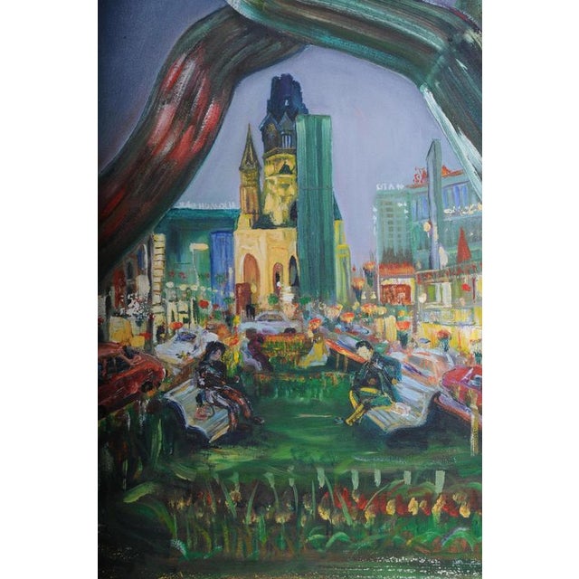 A. Zaher, Berlin City West View, Kudamm / Kurfürstendamm, Oil on Canvas For Sale - Image 6 of 18