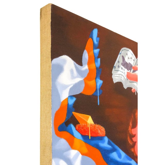 Pop Art Lu Peng Large Colorful Provocative Acrylic Painting Titled Floating, 1996, Chinese For Sale - Image 3 of 11