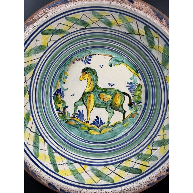 Spanish Triana Lebrillo Ceramic Plate with Painted Horse For Sale - Image 8 of 11