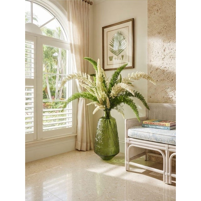 Vintage-Inspired Olive Green Textured Glass Bottle Floor Vase For Sale - Image 9 of 12