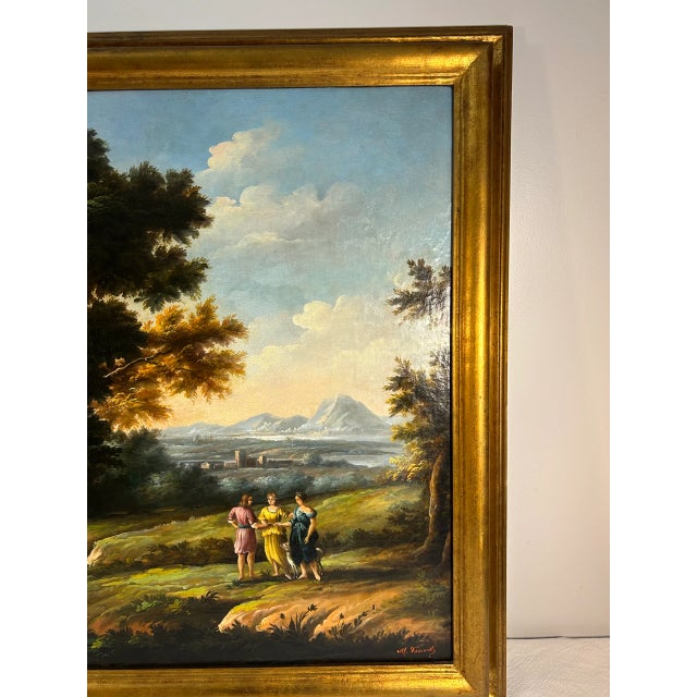 Early 19th Century Large 19th C. Antique Flemish Classical Landscape Painting For Sale - Image 5 of 12
