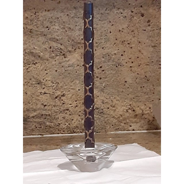 Mid 20th Century MCM Century Steuben Crystal Modern Candle Taper Holders - a Pair For Sale - Image 5 of 6