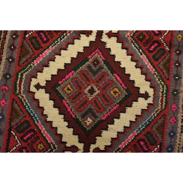Textile Hamedan Runner 2’9” X 9’4” Red Wool Vintage Tribal Hand-Knotted Oriental Rug For Sale - Image 7 of 14