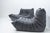 Togo Set in Grey Leather by Michel Ducaroy for Ligne Roset, 1990s, Set of 2 For Sale - Image 9 of 15